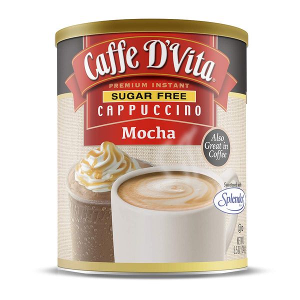 Caffe D’Vita Sugar Free Mocha Cappuccino - Gluten Free, Sugar Free, Decaffeinated, Zero Cholesterol, Kosher-Dairy, Halal - Add Greatness to Your Coffee - 8.5 oz Can, Pack of 6