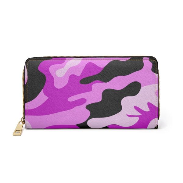 Womens Wallet, Zip Purse, Pink Camo - One size