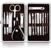 Utopia Care 15 Pieces Manicure Set - Stainless Steel Manicure Nail Clippers Pedicure Kit - Professional Grooming Kits, Nail Care Tools With Luxurious Travel Case (Silver)