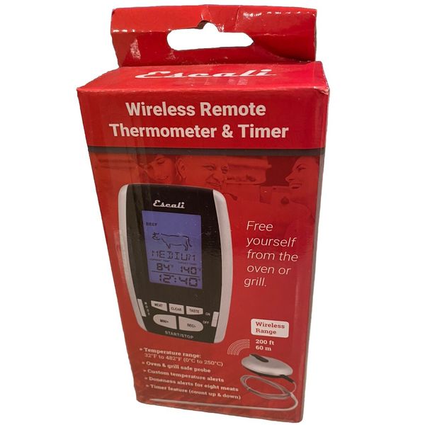 Escali Wireless Remote BBQ Thermometer & Timer 200ft Range Oven or Grill New