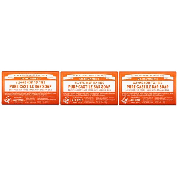 DR BRONNERS Pure-Castile Bar Soap Tea Tree - 5 oz ( 3 Pack )