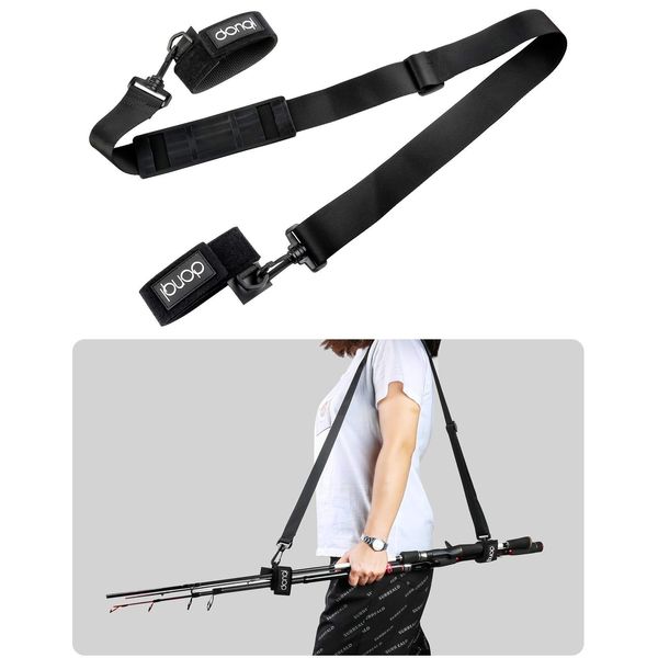 DONQL 1 piece fishing belt fishing rod strap holder tackle straps fishing rod straps fishing strap straps fishing strap for rods adjustable length 77-137 cm black