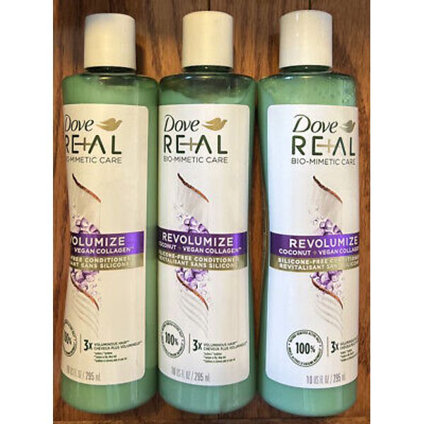 3x RE+AL Bio-Mimetic Revolumize Coconut Vegan Collagen Silicone-Free Conditioner