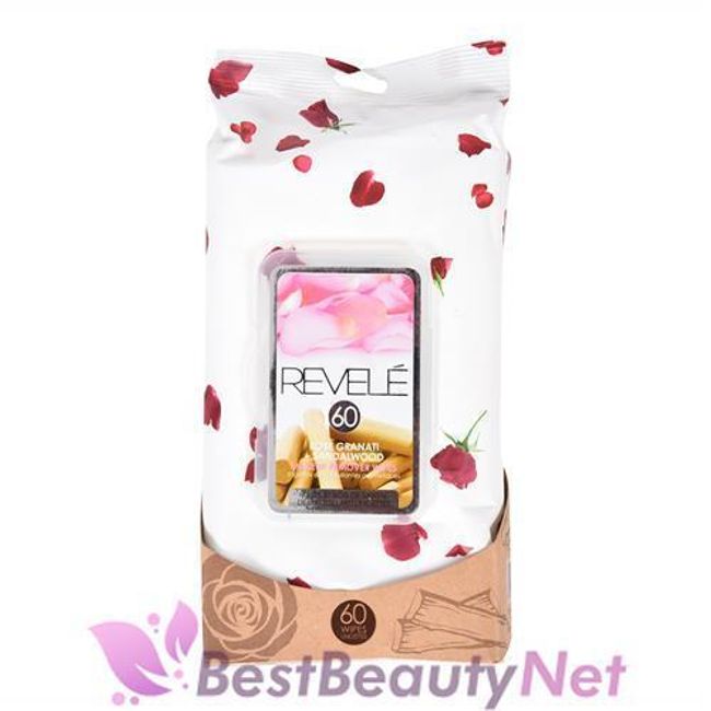 Revele Rose Granati & Sandalwood Makeup Remover Wipes 60 Sheets