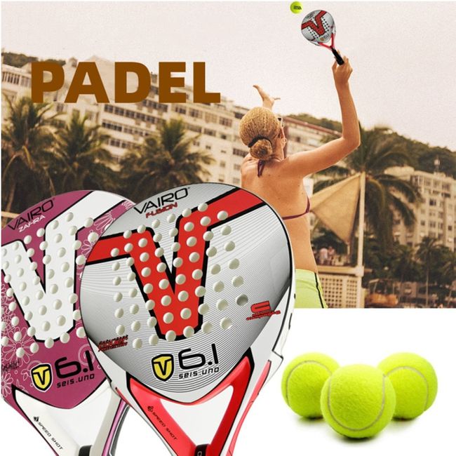 New High Quality Padel Series Palas 3 Layer Carbon Fiber Board EVA Face Tennis Beach Racquet Bag Vairo 6.1 380g - EveryMarket
