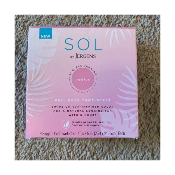 Sol By Jergens 6 medium sunless tanning full body disposable towels 377208