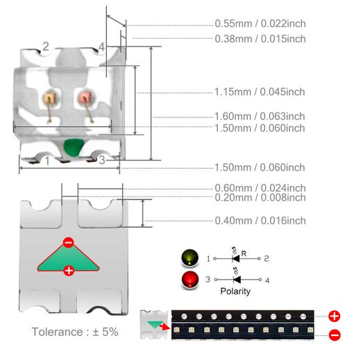 CHANZON 100 pcs SMD 0603 (1.6mm x 1.6mm) Red & Yellow-Green LED Diode Lights 20mA Lighting Bulb Lamps Electronics Components Indicator Light Emitting Diodes