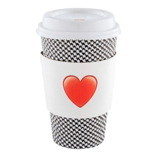 Restaurantware SLEEVES ONLY: Restpresso 5.1 x 2.8 Inch Coffee Cup Sleeves 50 Corrugated Hot Cup Sleeves - Heart Emoji Heat-Tolerant White Paper Disposable Coffee Sleeves Secure Grip