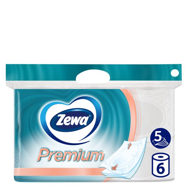 Zewa Premium 5-lagig Toilettenpapier, 6 Rollen