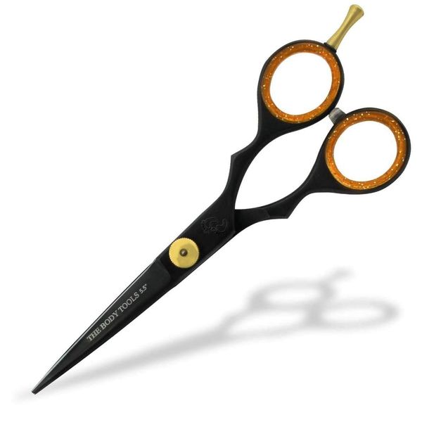 Professional Hairdressing Barber Scissors - 5.5 Inch Hair Cutting Shears with Adjustable Screw for Women and Men- Black Hairdresser Scissor