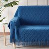BOURINA Textured Solid Soft Sofa Throw Couch Cover Knitted Decorative Blanket,Royal Blue, 152x203cm