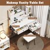 TC-HOMENY Makeup Vanity Table Set with Power Port & Vanity Stool Dressing Table