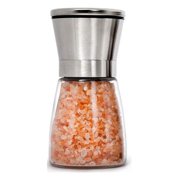 HOME EC Premium Stainless Steel 1pk - Adjustable Ceramic Sea Salt grinder or Pepper Grinder - Glass Salt or Pepper Shakers - Pepper Mill or Salt Mill