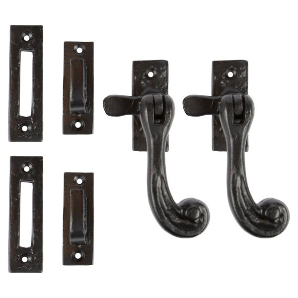 Hammer and Tongs - Rustic Window Fastener - Right Handed - W45mm x H110mm - Black - Pack of 2