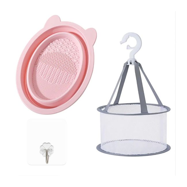 Make Up Brush Cleaner Set, Makeup Brushes Cleaner Pad And Makeup Sponge Cleaner, Foldable Makeup Brush Cleaner, Brush Cleaning Bowl With Mesh Drying Rack Basket to Dry Makeup