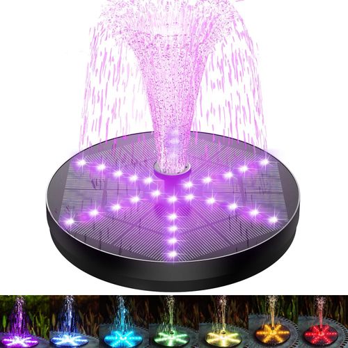 Solar Fountain 4W Bird Bath Fountains Upgraded 30LED Lights Solar Powered