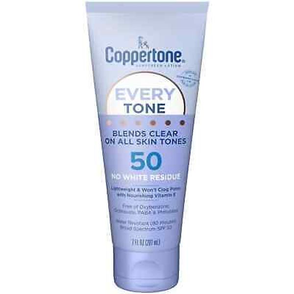 Coppertone Every Tone Sunscreen Lotion SPF 50 7 oz No White Residue, EXP 01/2025