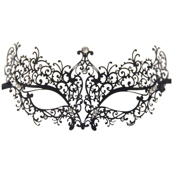 Geek-M Metal Laser Cut Masquerade Venetian Party Mask Black