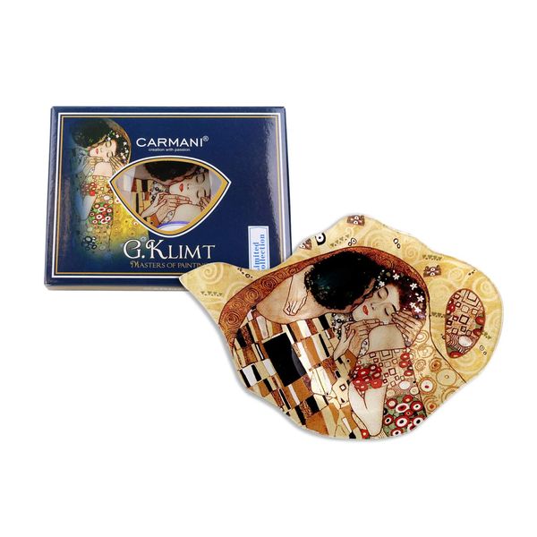 CARMANI - Elegant Tea Bag Holder Dish in Teapot Shape with 'The Kiss' by Gustav Klimt