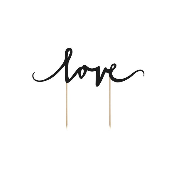 Party Deco Cake Topper Love Amore da 17 cm, Nero