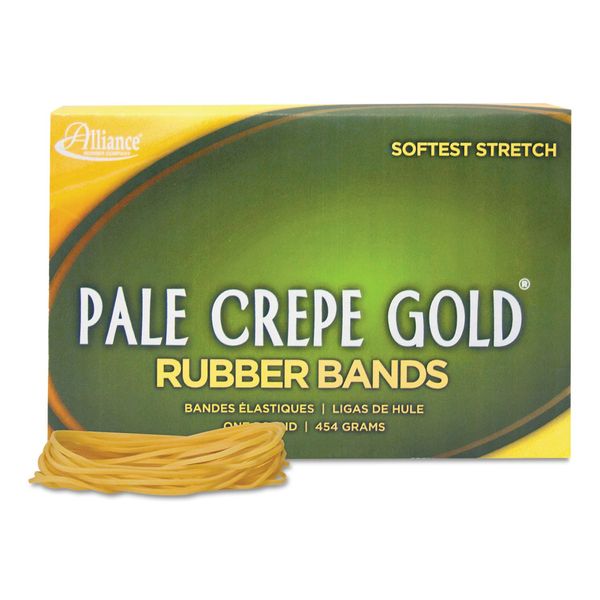 Alliance(R) Pale Crepe Gold™ Rubber Bands In 1 Lb. Box, #19 3 1/2in. x 1/16in., Box Of 1890