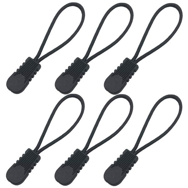 Mast Cart Zipper Pull Tabs, Black, VG8J, Pack of 6