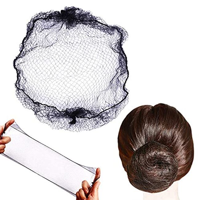 DAQIEPIN 40 Stück Haarnetze Unsichtbar ElastischKante Mesh 22 Zoll Braun Nylon Unsichtbares Haarnetz für Frauen Mädchen Haarknoten Herstellung Ballett Tänzer