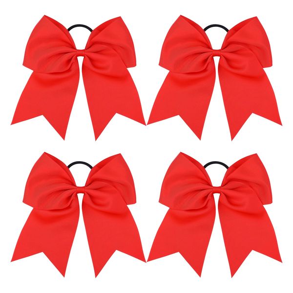 SWYSGS 4PCS Jumbo Cheerleader Bogen mit Pferdeschwanz Halter für Teen Mädchen Cheerleader Outfit Uniform (rot)