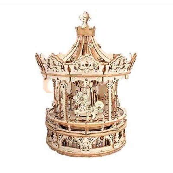 ROKR 3D Wooden Puzzle Romantic Carousel DIY Music Box Creative Craft Toys Gift