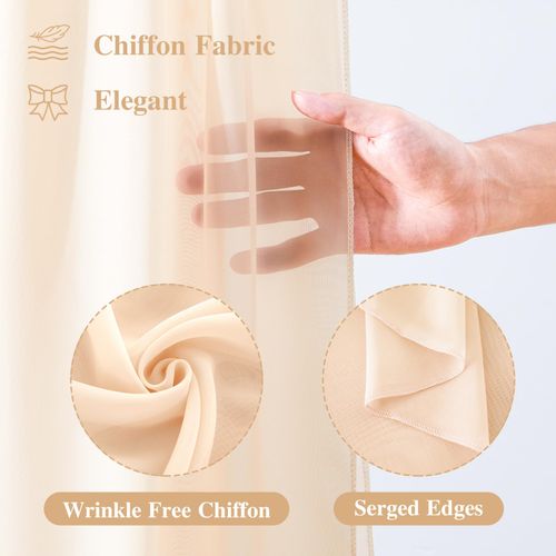 Wedding Arch Draping Fabric,1 Panel 29" x 18Ft Champagne Sheer Chiffon Curtain Drapes 6 Yards for Wedding Ceremony Birthday Party Decoration