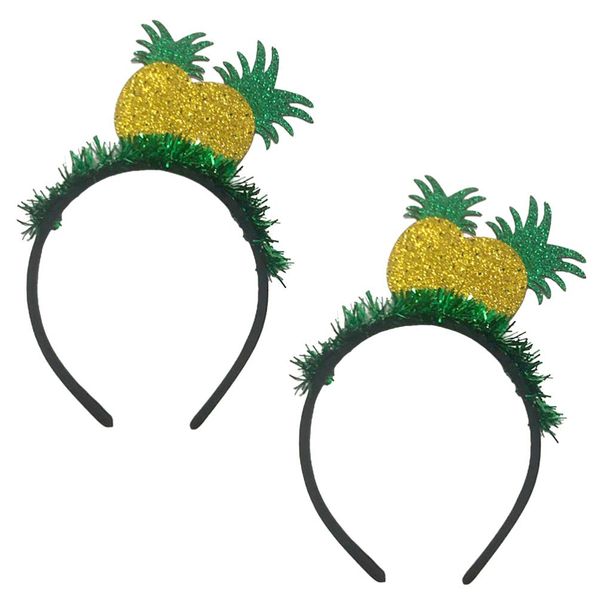 Uonlytech Pineapple Headband for Girls Hawaiian Party Head Boppers Pineapple Hair Hoop Hawaiian Pineapple Headband for Women Girls, 2Pcs