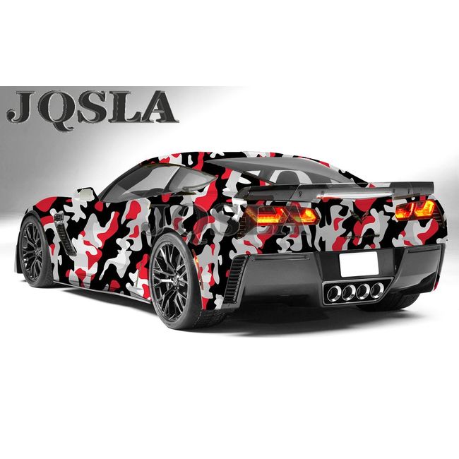  RED Black White Gray Camouflage Matte Premium Vinyl Car Wrap  Decal Film Sheet Air Channel Release Technology + Free Tool Kit (120 x 60  / 10FT x 5FT) : Automotive