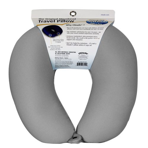 Cloudz Microbead Travel Neck Pillow - Grey