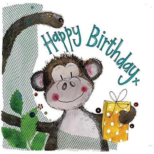 Alex Clark Happy Birthday Monkey Foil Card