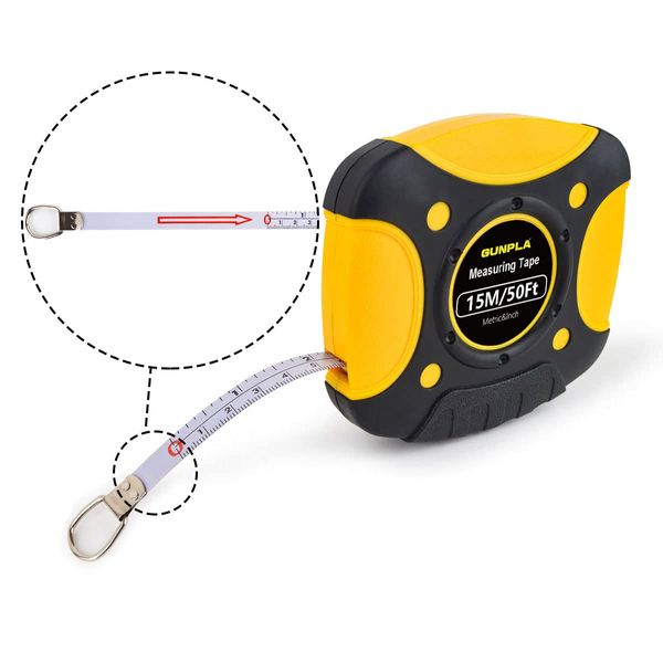 Gunpla 15M/50Ft Measuring Tape, Imperial and Metric Retractable Tape Measure with White Steel Tape for Construction Home Use and Carpentry Measurement