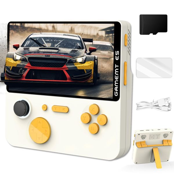 Handheld Game Console 5 Inch Screen, Retro Gaming Console with 64G Built-in 15000+ Classic Games, 1280x720 Pixels, Game Searchable, 5000mAh Battery, Portable Pocket Arcade with Desktop Stand (White)