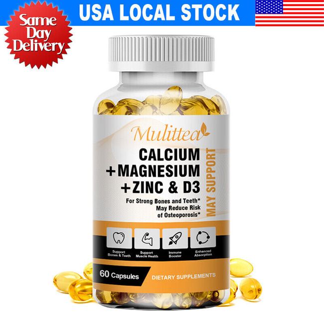 Zinc Calcium Magnesium & Vitamin D Complex Supplement Bone Muscle Immune Support