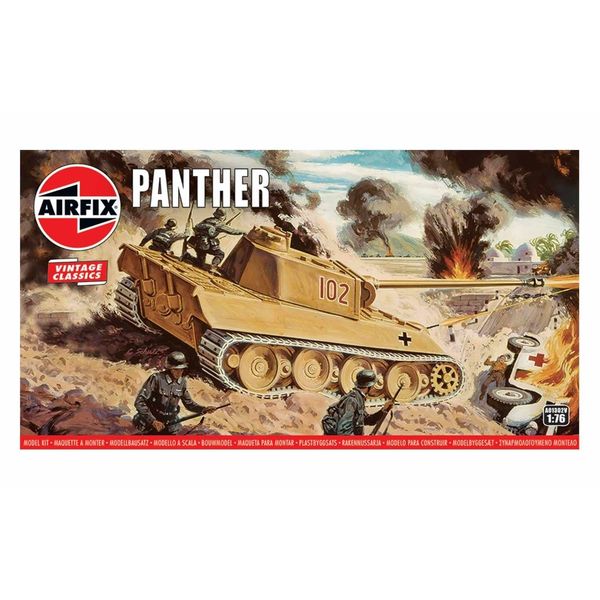 Airfix Vintage Classics Set - A01302V Panther - Plastic Model Tank Kits for Adults & Children 8+, Set Includes 97 Pieces - 1:76 Scale Model Tank Set