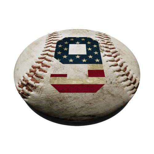 Baseball number 9 with American USA flag phone stand PopSockets PopGrip: Swappable Grip for Phones & Tablets PopSockets Adhesive PopGrip