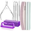 12 Pcs Nail Files & Buffer Block Set, FANDAMEI Cuticle Nippers with 100/180 Emery Boards Nail Buffer Kit Cuticle Pusher Toenail Lifter Cuticle Peeler Scraper Nail Brush for Manicure & Pedicure Tools