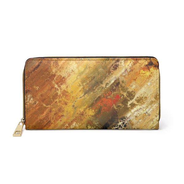 Womens Wallet, Zip Purse, Multicolor Rust Marble - One size