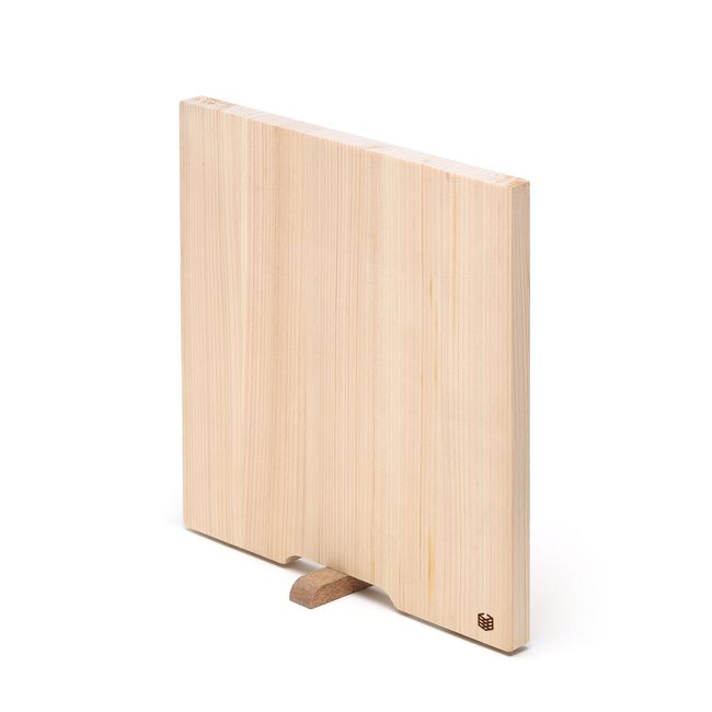 PRESSENCE 159-07536 Cooking Cutting Board, Natural, D0.6 x 8.7 x 8.7 inches (1.5 x 22 x 22 cm), Shimanto Hinoki Cypress with Stand