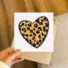 'Leopard Print Heart' Blank Greeting Card (GC00033506)