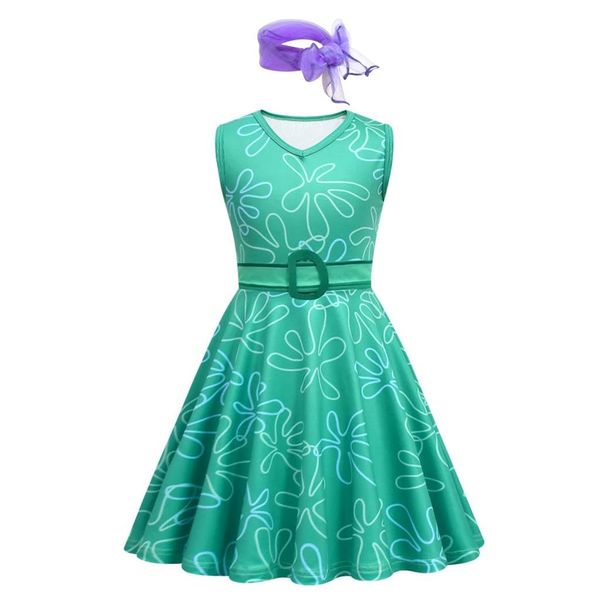 Dressy Daisy Little Girls Disgust Halloween Costume Birthday Party Dress Up Outfit Set with Scarf and Belt Size 7-8, Green