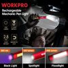 WORKPRO USB Rechargable LED Flashlight UV Black Light 450 Lumen Pocket Pen Light
