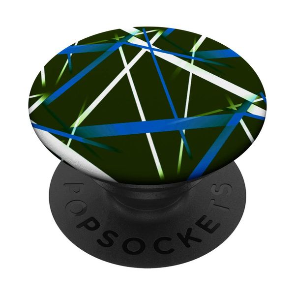 Seamless Blue and White Strips On Green Black Pattern PopSockets Swappable PopGrip