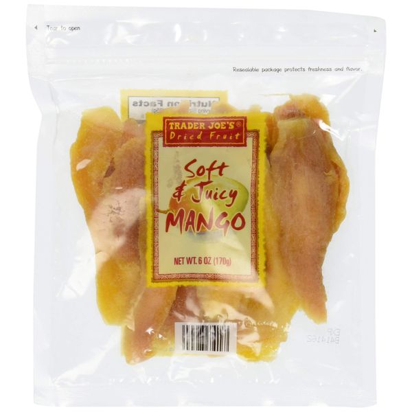 Trader Joe's Dried Fruit Soft & Juicy Mango,6 oz - PACK OF 2