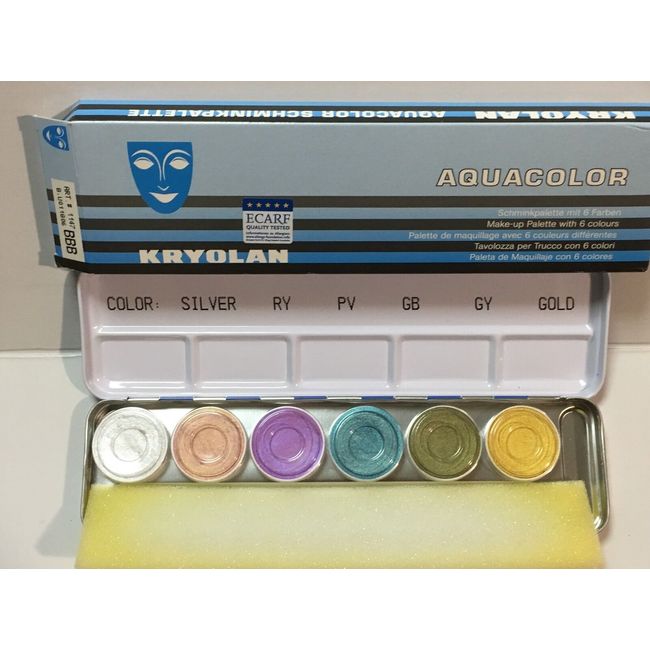 Kryolan 1147 Aquacolor 6 Color Makeup SchminkPalette BBB Palette New