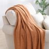 BOURINA Textured Solid Soft Sofa Throw Couch Cover Knitted Decorative Blanket,Almond, 152x203cm