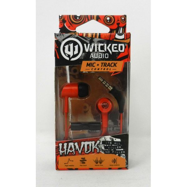 Wicked Audio Havok Earbud Headphones with Enhanced Bass Cherry Bomb